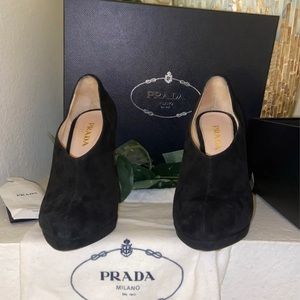 Prada booties black suede size 37.5